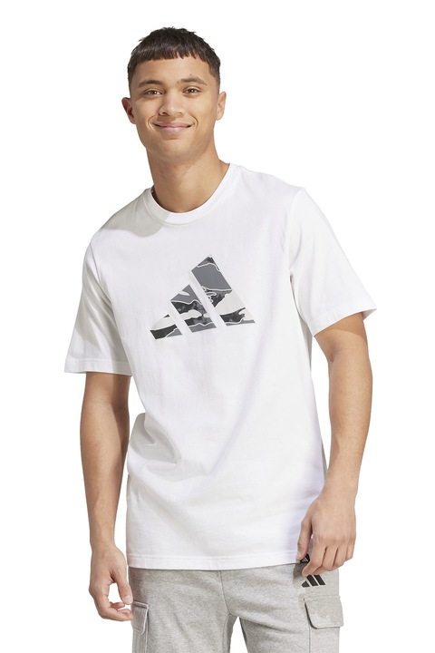 adidas Sportswear, Tricou regular-fit cu imprimeu logo, Alb/Gri
