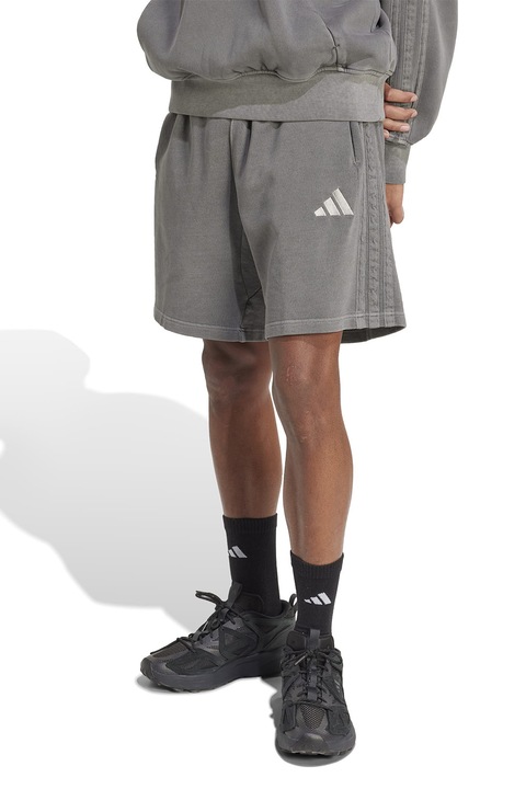 adidas Sportswear, Bermude de bumbac cu logo, Gri deschis, XS