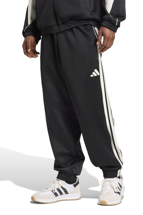 adidas Sportswear, Pantaloni de trening cu logo si snur Stadium, Negru