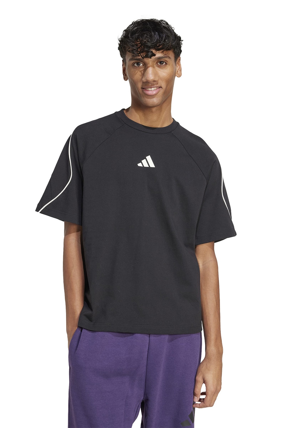 adidas Sportswear, Tricou cu maneci raglan Stadium, Negru, M