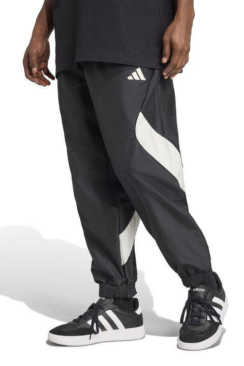 adidas Sportswear, Pantaloni de trening cu model colorblock si snur de ajustare, Alb/Negru