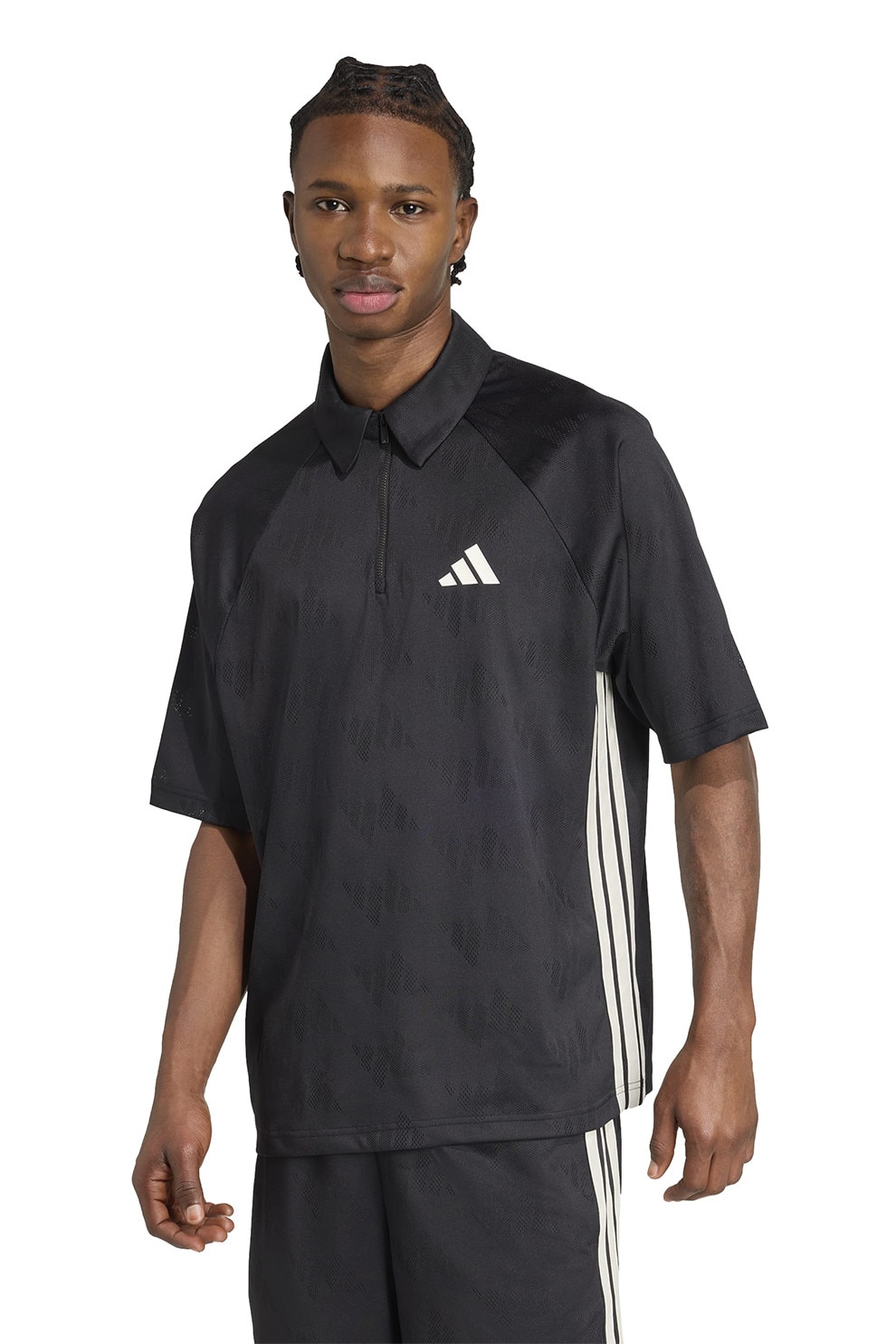 adidas Sportswear, Tricou polo cu maneci raglan, Negru, M