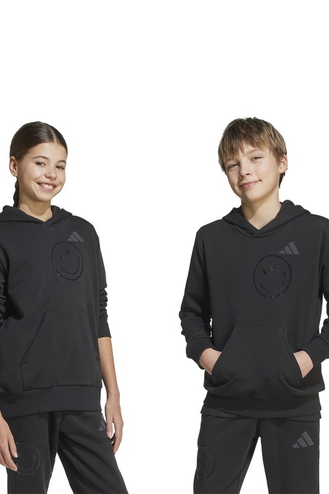adidas Sportswear, Kapucnis pulóver kenguruzsebbel, 128 CM, Fekete