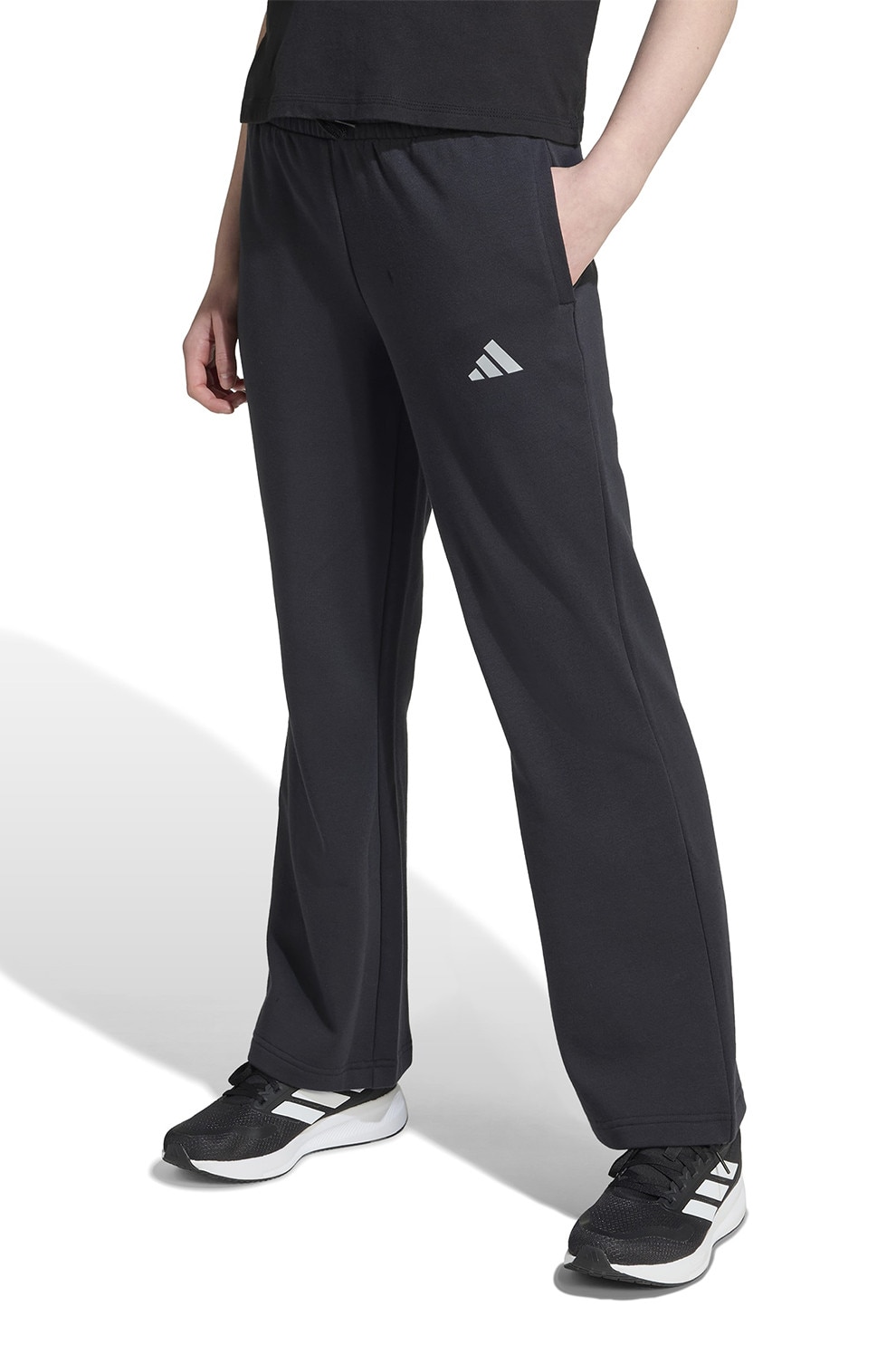 adidas Sportswear, Pantaloni de trening evazati cu logo, Negru, 128 CM