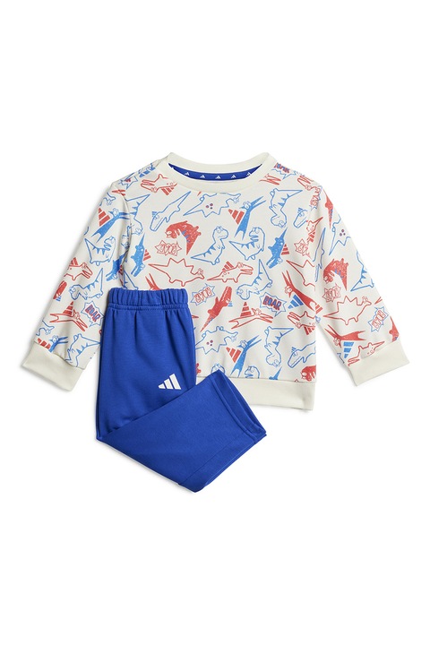 adidas Sportswear, Trening din amestec de bumbac cu imprimeu, Albastru royal/Alb murdar