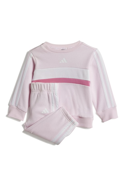 adidas Sportswear, Trening cu model colorblock, Alb/Roz pal