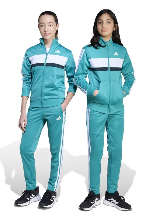 adidas Sportswear, Trening cu logo si fermoar Tiberio, Verde persan