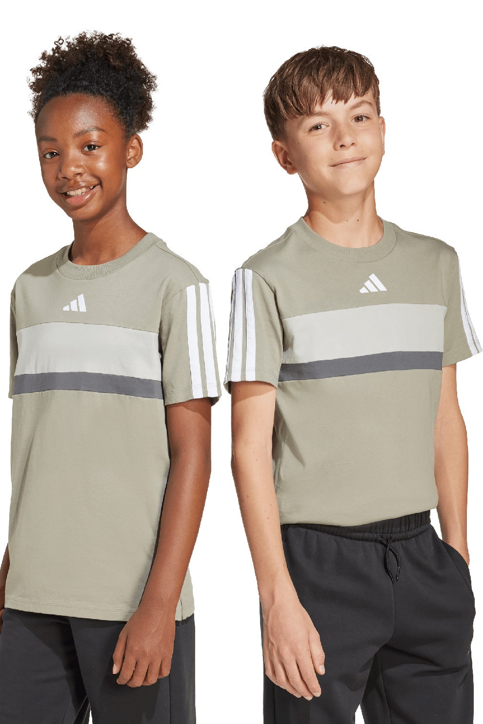 adidas Sportswear, Tricou din bumbac cu imprimeu logo, Alb, Grej, 128 CM