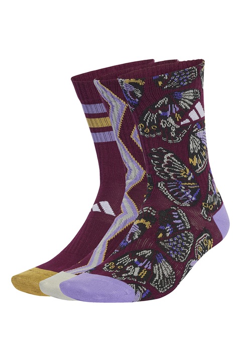 adidas Performance, Sosete scurte cu model - 3 perechi, Lila/Violet tyrian