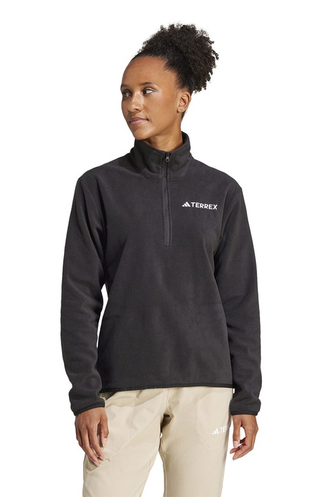 adidas Performance, Bluza cu fenta cu fermoar pentru drumetii, Negru