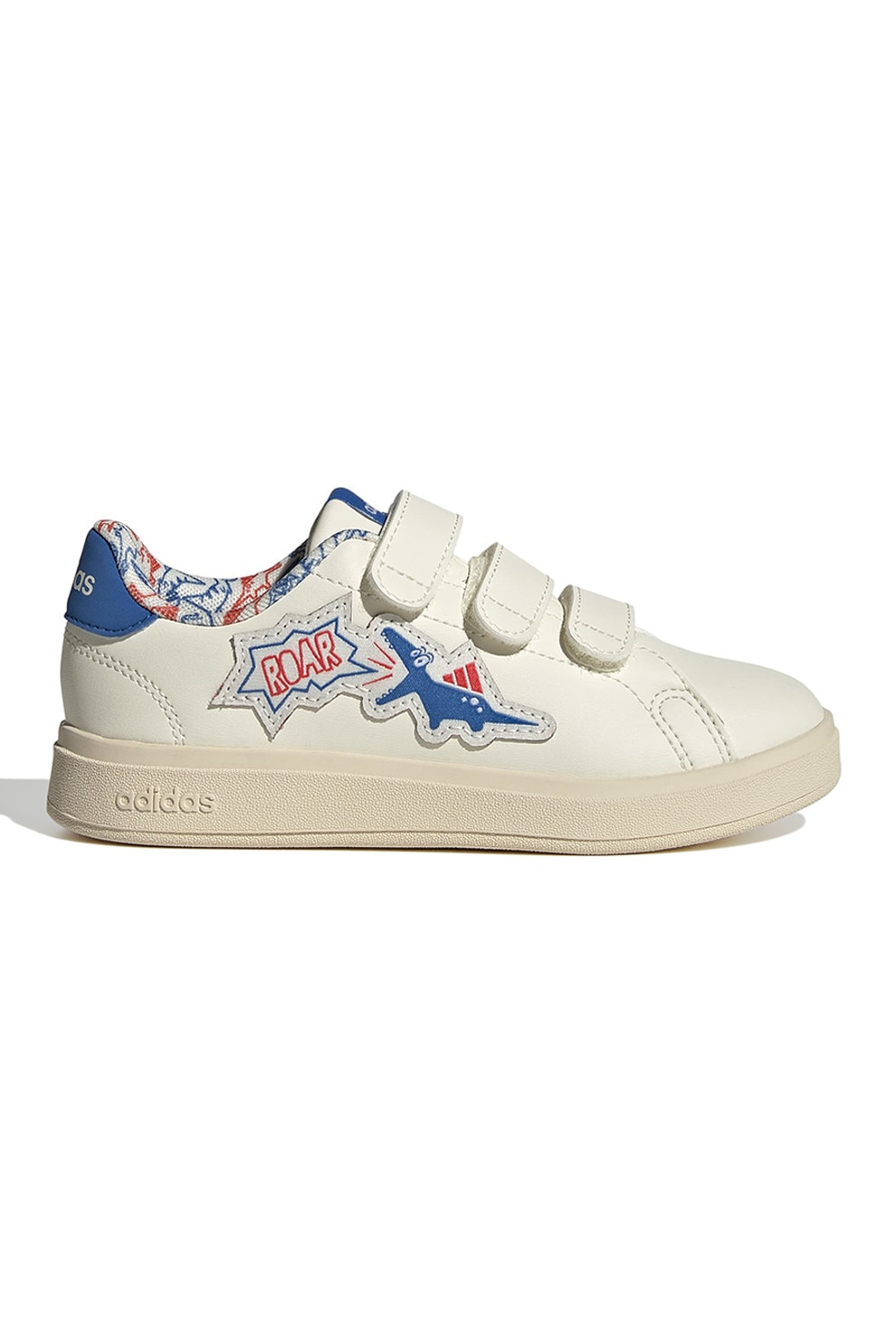adidas Sportswear, Pantofi sport de piele ecologica cu velcro Advantage 2.0, Albastru royal, Alb murdar, 33 EU