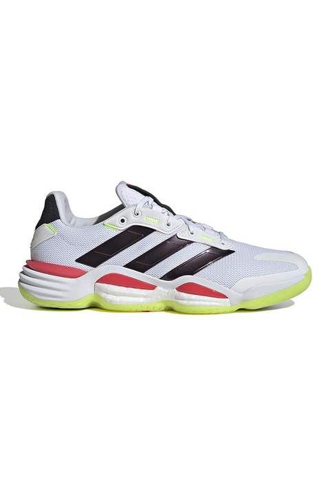 adidas Performance, Pantofi Stabil 16 din plasa cu garnituri sintetice, Rosu/Alb/Verde lime