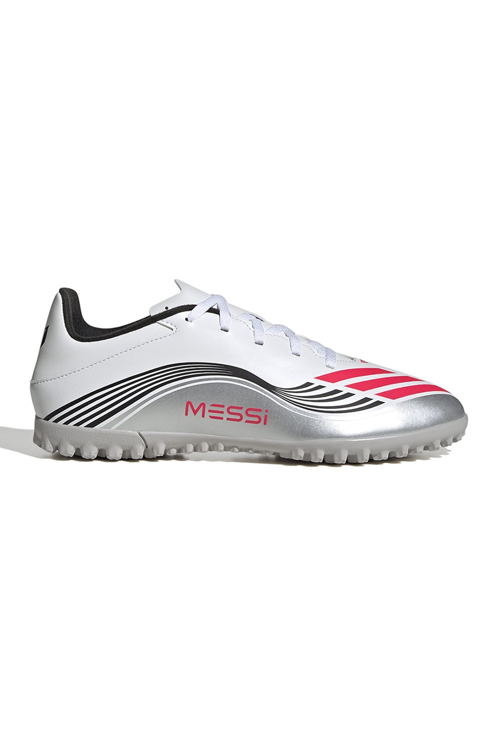 adidas Sportswear, Pantofi pentru fotbal F50 Messi Club, Rosu, Gri deschis, 9.5