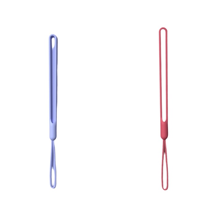 Snur telefon set de 2 bucati, extensibil, silicon, rosu/mov, 19x26cm