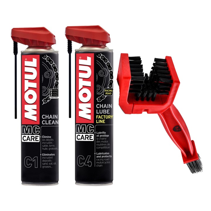 Pachet intretinere si lubrifiere lant moto MC Care si perie