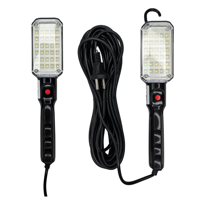 Lampa LED Portabila De Lucru RETOO FixIt, 30 LEDuri, cu Carlig De Agatare, Carcasa Rezistenta, Ideala Pentru Atelier, Reparatii, Auto, Negru