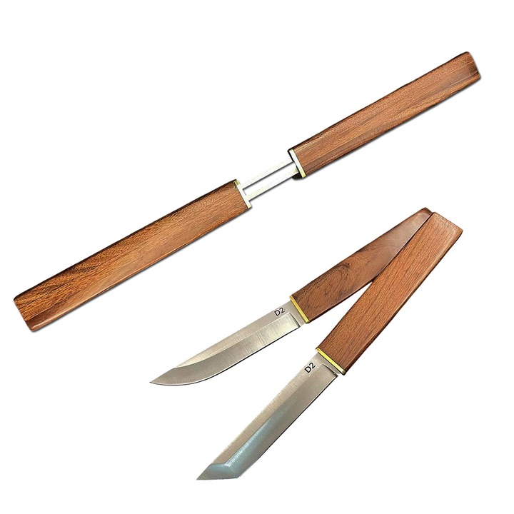 Set 2 Cutite Care se Completeaza Reciproc, din Otel D2, Maner de Fag, 23 cm, PriStyle®