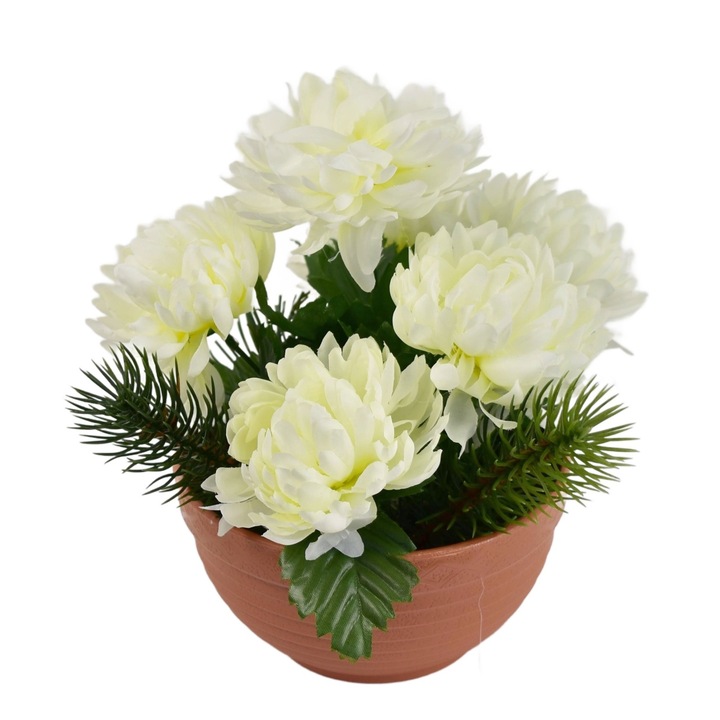 Bol de toamna cu crizanteme crem 22 x 19 cm