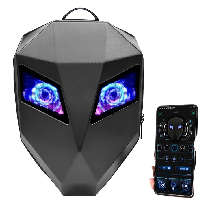 Programozható LED kijelzős hátizsák, vízálló, fekete, 14.17x7.08x18.89 in, 20-35 literes űrtartalom