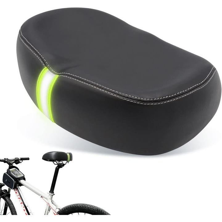 Sa de bicicleta confortabil, extra lat, cu suspensie dubla, material PU impermeabil, pentru majoritatea bicicletelor