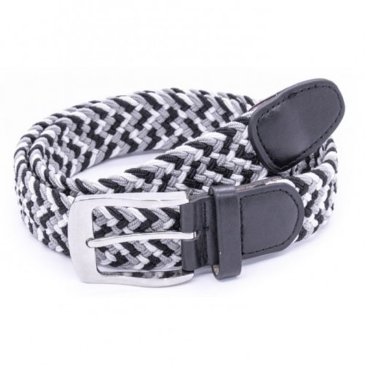 Curea barbati, Quinn, model impletit elastic, gri/alb/negru, marimea SM