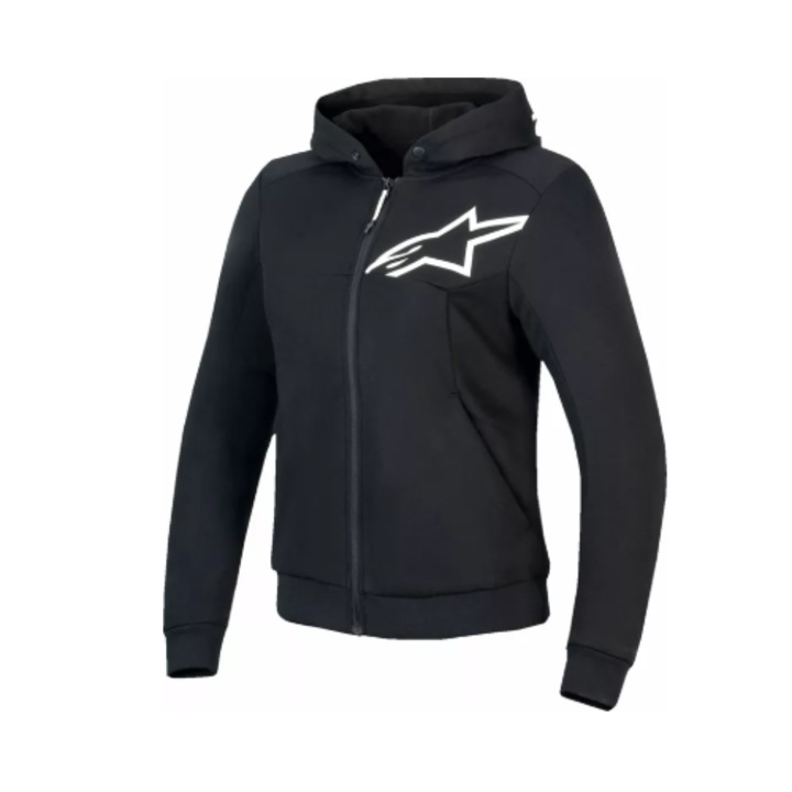 Дамски мото суичър ALPINESTARS Stella Chrome v2 BLK/WHT, 34/XS