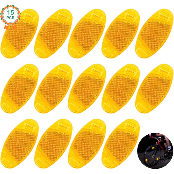 Reflectoare jante bicicleta, plastic durabil, rezistent la apa, vizibilitate sporita, set