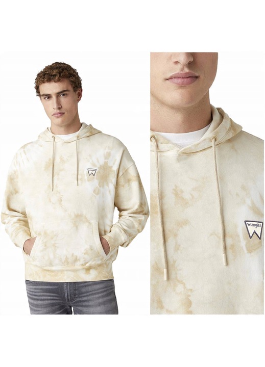 Мъжки суичър с качулка, Wrangler, Суичър с качулка, M INTL, Бежов, Цвят Бежов, Състав на материала 100% Памук, Стандартна кройка, Брой джобове 2