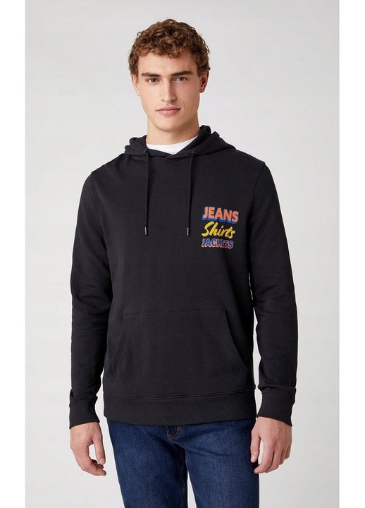 Мъжки суитшърт, Wrangler, с качулка, стандартна кройка, 100% памук, брой джобове 2, M INTL, черен
