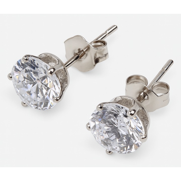 Cercei Stud Rotunzi, 5mm, Zirconiu Cubic, Otel Inoxidabil 304