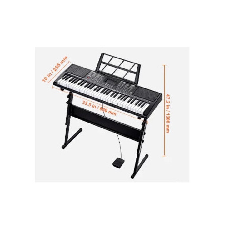 Pian digital cu suport, 61 clape, 200 tonuri si ritmuri, portabil