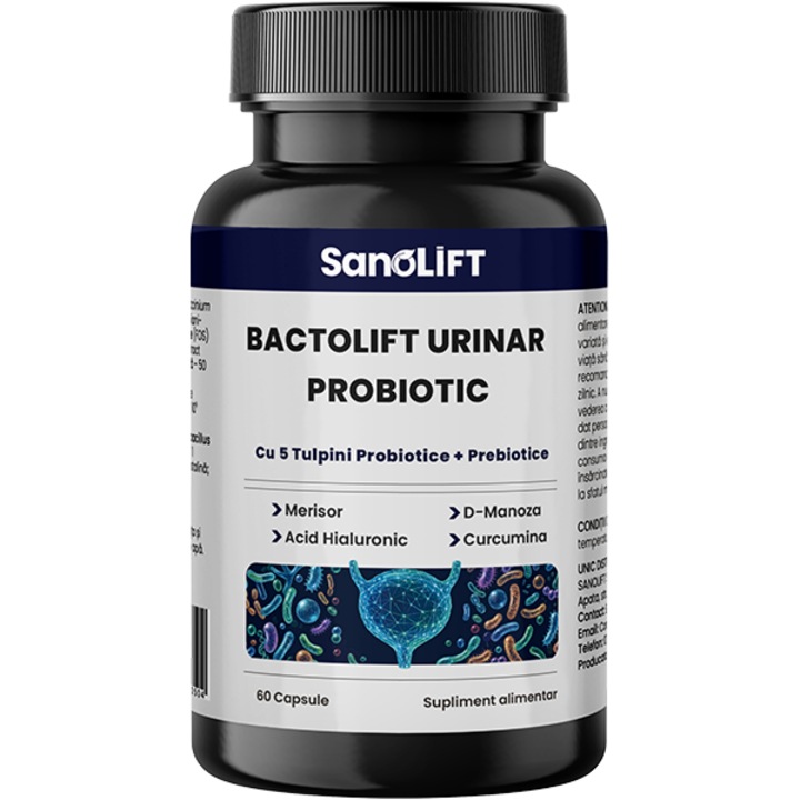 BactoLift Urinar Probiotic: Probiotic pentru Infectii Urinare - 5 tulpini probiotice + D-Manoza, Merisor si Acid Hialuronic Pentru Sanatatea Tractului Urinar