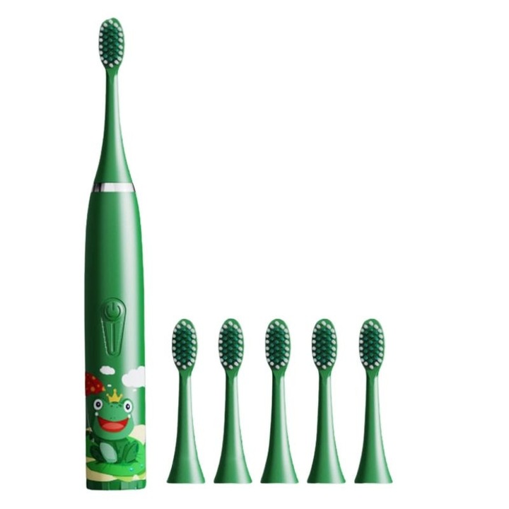 Periuta de dinti electrica (sonica) pentru copii | Curatare profunda, design amuzant, broscuta verde