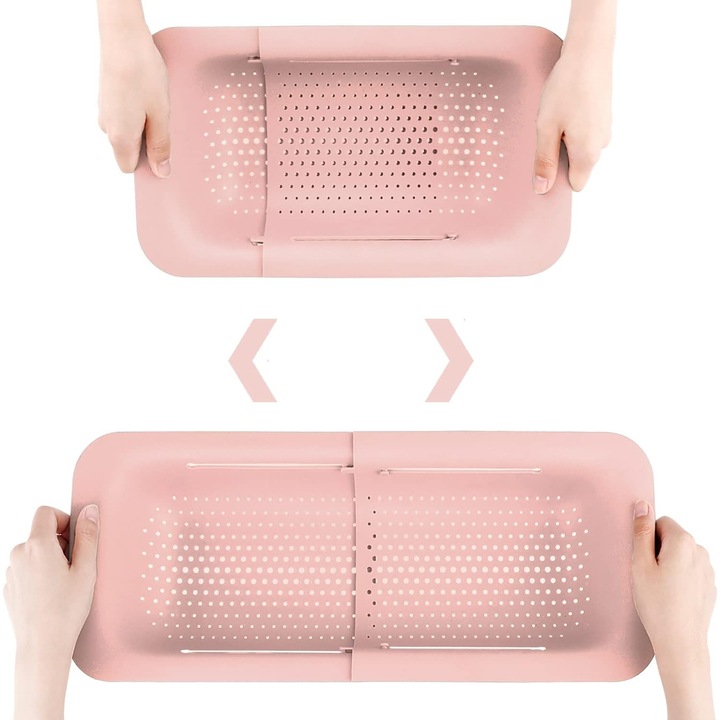 Strecuratoare pliabila extensibila, capacitate 5 l, roz, 14.2x19.5 inci
