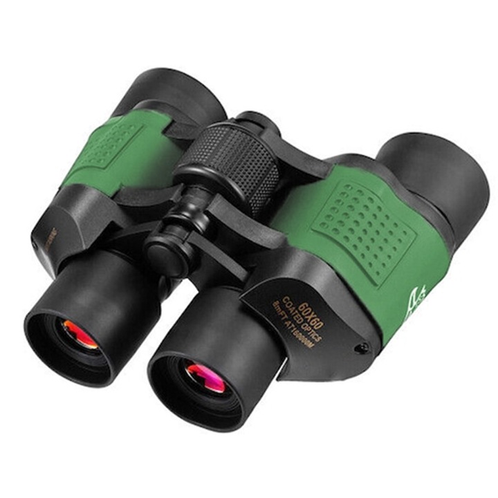 Бинокъл 60x60 Rqiurpn Premium Prism BAK4, нощно виждане, Porro/Galileean, водоустойчив, за възрастни и деца, висока фокусираща сила за наблюдение на птици, лов, пътуване, туризъм, екологичен