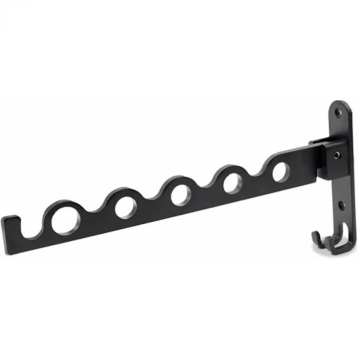Uscator rufe pliabil montat pe perete / suport uscare, aliaj din aluminiu si otel inoxidabil, rabatabil 90°, montaj fara gaurire (cu adeziv), rezistent la coroziune, negru, 1 buc