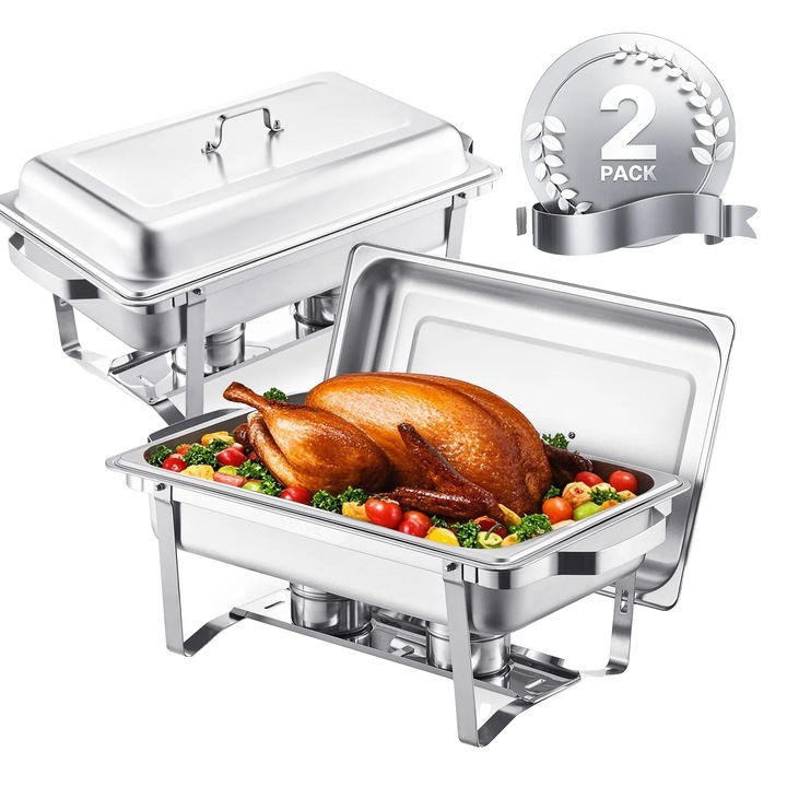 Гастронорм тава, 8 литра, неръждаема стомана, елегантен дизайн, лесна за почистване, сребриста