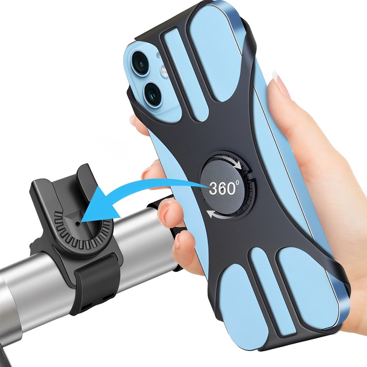 TREXORA 360 forgatható fekete szilikon telefon tartó 22-35mm 4-6.7inch