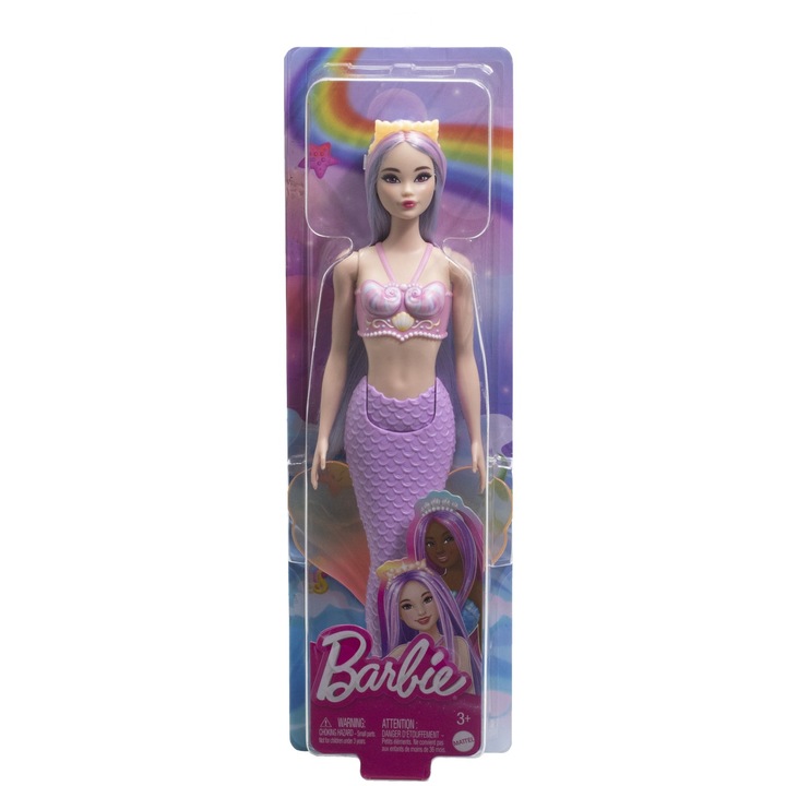 Barbie sellőbaba kiegészítőkkel, lila