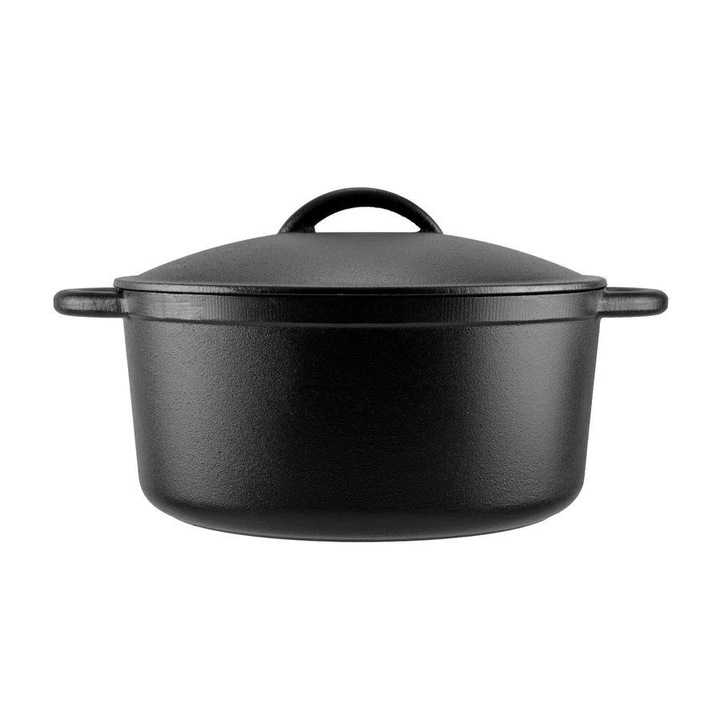 Oală fontă cu capac, Perfect Home, 5L, 26x12cm