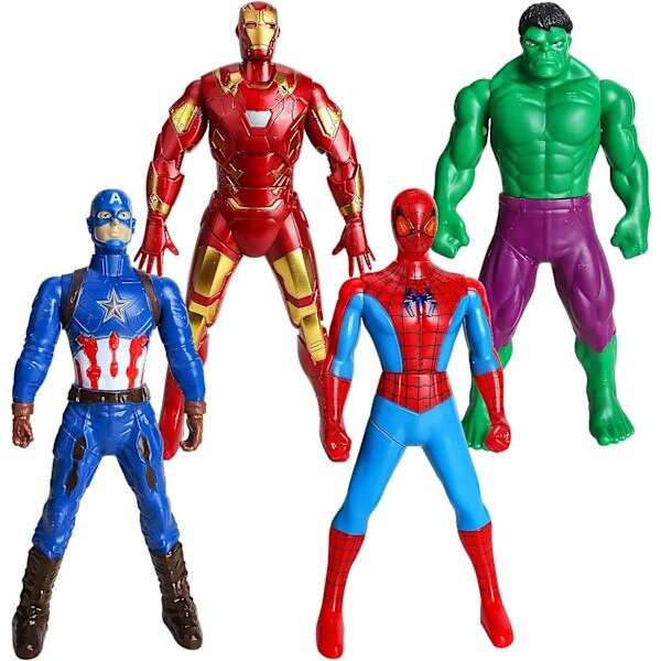 Set figurine Avengers 4 piese Marvel, Hulk, Spiderman, Iron Man