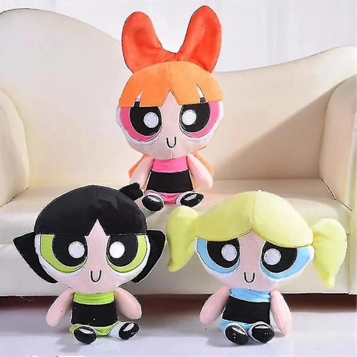 Комплект 3 плюшени играчки Powerpuff Girls, 20 см, многоцветни