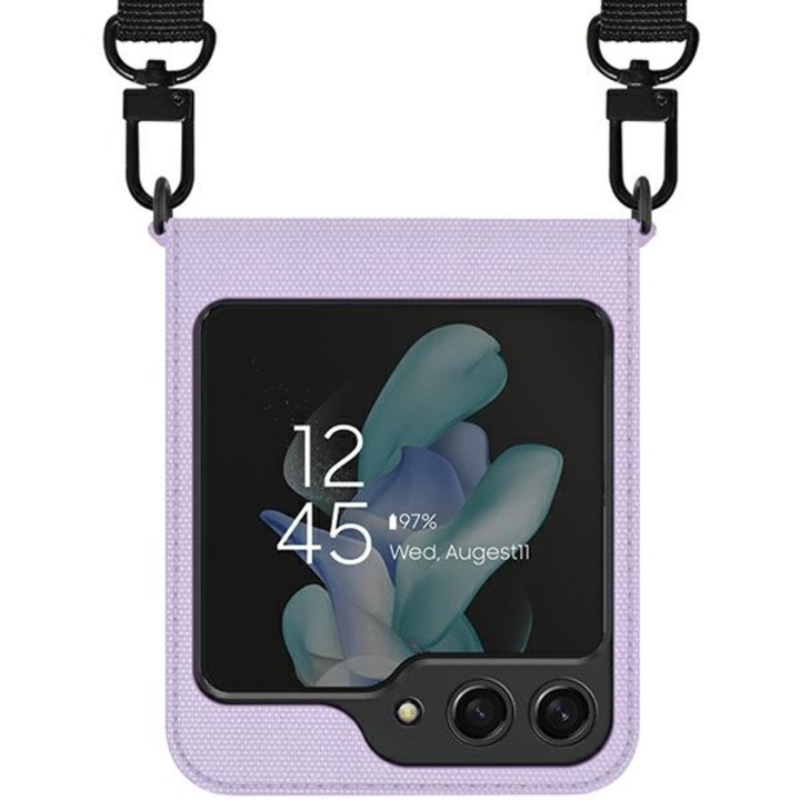 Калъф, araree, Canvas Diary, лилав, за Samsung Galaxy Z Flip 5, с регулируема каишка
