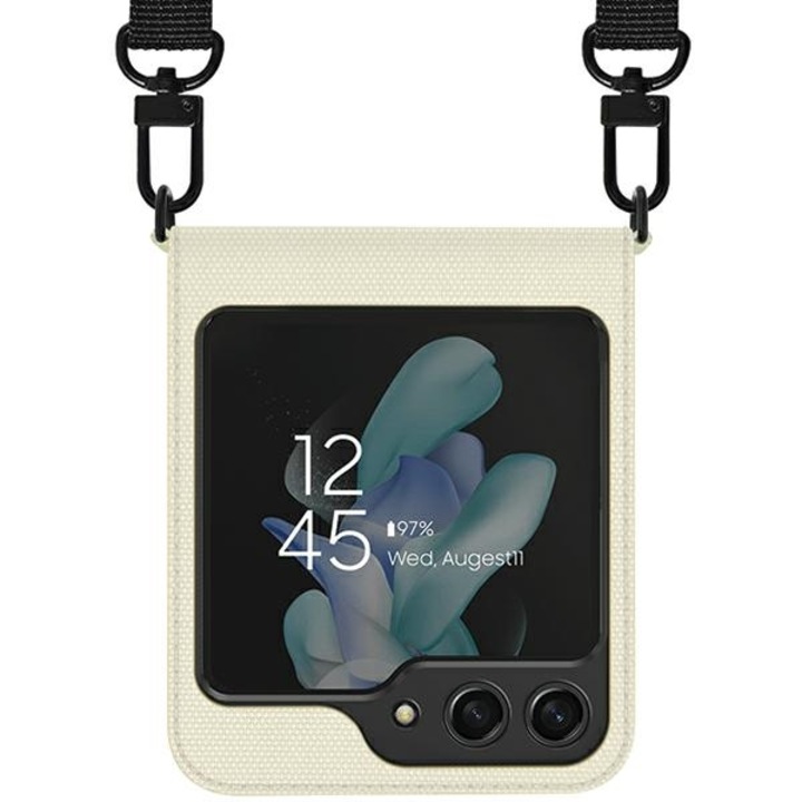Калъф Araree Canvas Diary, кремав, за Samsung Galaxy Z Flip 5, издръжлив, с регулируема каишка