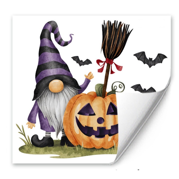 Dekoratív Matrica Feicaeesa®, Halloween elemek, Törpe, Öntapadós, Ablak, 30x30cm