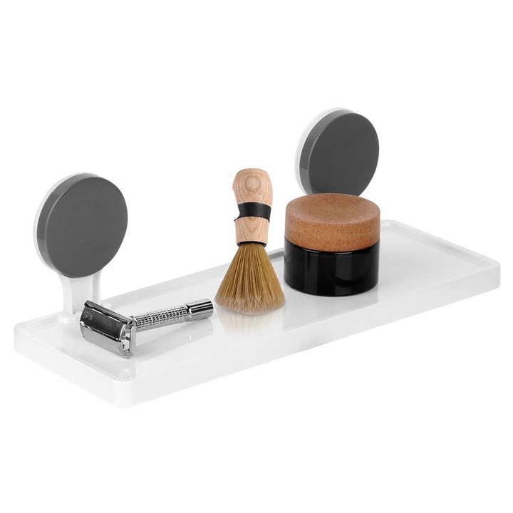 Polka baita Artemis, montare pe ventuze, alb, 32x11,5x12cm