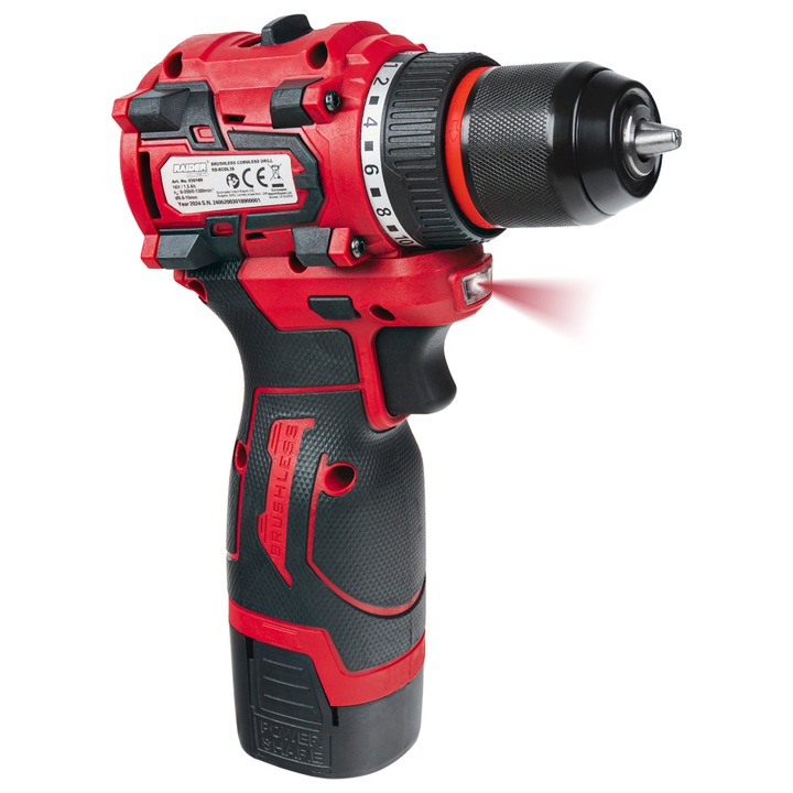 Акумулаторна Бормашина Raider RD-BCDL39, безчеткова, 16V, 2скорости, 2 батерии x1, 5Ah, в куфар