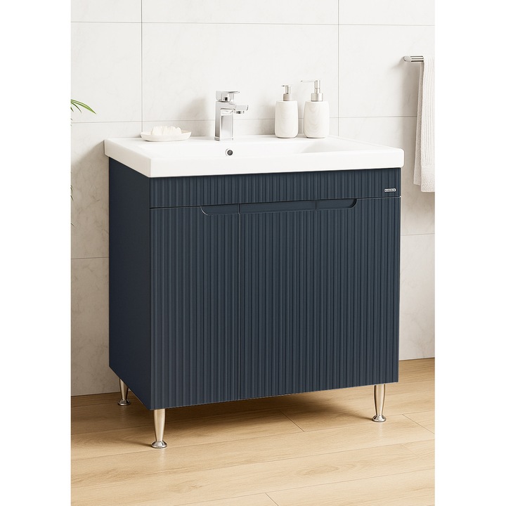 Baza si lavoar Badenmob, seria 733, 80x46x81cm, cu 3 usi, Antracit