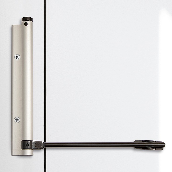 Automatikus ajtócsukó, JUSTOR MB 180, rugóval, 40 kg-ig, ezüst