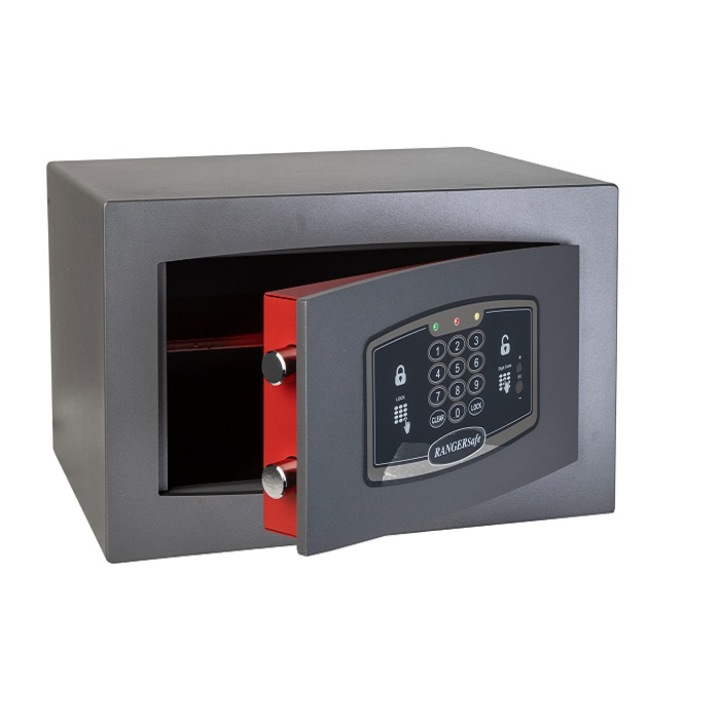 Сейф с касов ключ TECHNOMAX, RANGER MRSE/4, С електронна брава с код, Тъмно сив